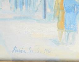 Halász Szabó Sándor (1920-1997): Halászok a Dunakanyarban, 1961. Olaj, vászon, jelezve balra lent, f...