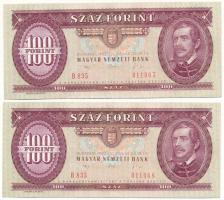 1992. 100Ft (2x) sorszámkövetők "B 835 011067 - B 835 011068" T:AU,XF hullámos papír Adamo F38