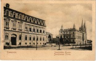 1900 Temesvár, Timisoara; Józsefvárosi zárda. Loius Koch / Iosefin, nunnery + "TEMESVÁR - ARAD 93. SZ." vasúti mozgóposta bélyegző (EB)