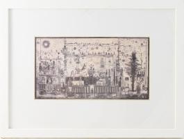 Gross Arnold (1929-2015): Cirkusz. Ofszet nyomat, papír, jelzett a nyomaton, üvegezett fakeretben, 1...