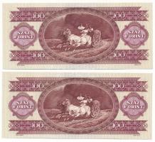 1989. 100Ft (2x) sorszámkövetők "B 596 092653 - B 596 092654" T:AU hullámos papír
Adamo F...