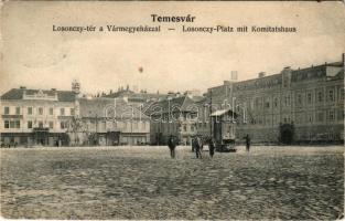 1906 Temesvár, Timisoara; Losonczy tér, Vármegyeháza / square, county hall (szakadás / tear)