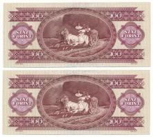 1989. 100Ft (2x) sorszámkövetők "B 853 053725 - B 853 053726" T:XF hullámos papír
Adamo F...