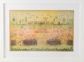 Gross Arnold (1929-2015): Beszélgetések a barátságról. Ofszet nyomat, papír, jelzett a nyomaton, üvegezett fakeretben, 24,5x37,5 cm