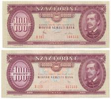 1980-1989. 100Ft (2xklf) mindkettő "555" végződésű sorszámmal T:AU,XF hullámos papír Adamo F37