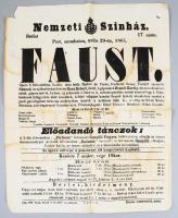 1865 Nemzeti Színház. Pest Faust színházi plakát 30x39 cm