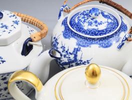 5 darab klf porcelán teás kanna, közte az 1920-as évekből, jelzett, hibátlan, m: 16 cm alatt