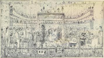 Gross Arnold (1929-2015): A művészet dicsérete. Ofszet nyomat, papír, jelzett a nyomaton. Az 1973-ba...