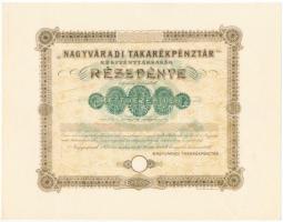 1921 Nagyvárad "Nagyváradi Takarékpénztár Részvénytársaság" kitöltetlen részvénye 2000L-ről, szárazpecséttel T:AU Hungary / Nagyvárad (Oradea) 1921. "Oradea Savings Bank Share Company" unused share about 2000 Lei, with embossed stamp C:AU