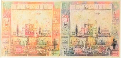 Gross Arnold (1929-2015): Ablakban II. Ofszet nyomat, papír, jelzett a nyomaton. Az 1973-ban megjelent Corvina mappából. 17x27,5 cm. Üvegezett fakeretben.