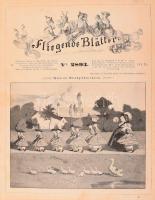 cca 1900 Fliegende Blätter Band CXIV. Nr. 2893-2916. München, é.n., Braun &amp; Schneider, (13)-300 p. Gazdagon illusztrált, német nyelvű humoros hetilap egybefűzött számai. Korabeli félvászon-kötésben, kissé sérült gerinccel, helyenként kissé foltos lapokkal.