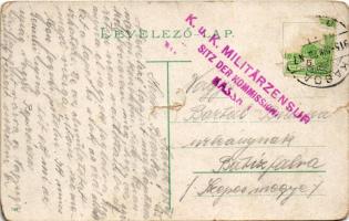 1915 Kassa, Kosice; Nemzeti Színház / theatre + "K.u.K. Militärzensur Sitz der Kommission Kassa...