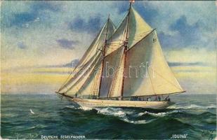 'Iduna' Deutsche Segelyachten, Raphael Tuck Oilette Serie No. 564 B. artist signed (EK)