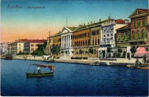 1916 Pola, Pula; Riva, Stabsgebäude / Osztrák-Magyar Haditengerészet palotája / Austro-Hungarian Navy, K.u.K. Kriegsmarine palace. C. Fano