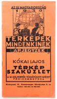 1939 "Az új Magyarország, Térképek mindenkinek", Kókai Lajos, a M. Kir. Honvéd Térképészeti Intézet Főbizományos térképszaküzletének árjegyzéke, 19p