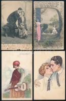 15 db RÉGI zsáner motívum képeslap vegyes minőségben: szerelmes párok, hölgyek / 15 pre-1945 motive postcards in mixed quality: love couples, ladies