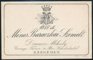 1875 Szegeg Danner Mihály Ménes Baraczkai szemelt borors címke