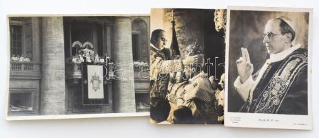 cca 1939 3 darab fotó és fotólap XII. Pius pápáról 12,5x18 cm alatt