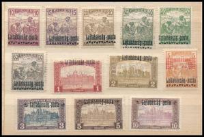 Nyugat-Magyarország III. 1921 12 db bélyeg, Bodor vizsgálójellel (foghibák / perf. faults)