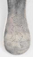 6 db kiskanál, nemesi monogrammal, ezüstözött alpakka, hamis ezüst jellel. 16 cm