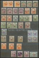 Baranya II. 1921 38 db bélyeg, közte 4-es tömb, lemezhibák és eltolódások, Bodor vizsgálójellel