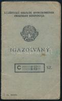 1940 Rozsnyó (Felvidék), Középfokú Iskolák Sportköreinek Országos Központja (KISOK) fényképes igazol...