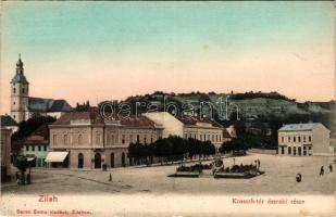 Zilah, Zalau; Kossuth tér északi része, gyógyszertár, Lengyel Antal üzlete. Seres Samu kiadása / square, pharmacy, shops (fl)