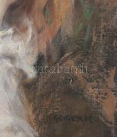 Geiger Richárd (1870-1945): Női akt. Olaj, vászon, jelezve jobbra lent. 60×40 cm. Dekoratív fakeretb...
