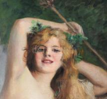 Geiger Richárd (1870-1945): Női akt. Olaj, vászon, jelezve jobbra lent. 60×40 cm. Dekoratív fakeretb...