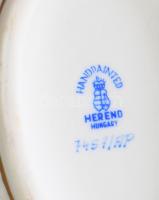 Herendi Apponyi lila mintás kosár alakú kínáló, jelzett, hibátlan, 11x9 cm