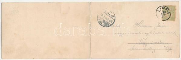 1905 Lippa, Lipova; Lippa és Máriaradna látképe. Konstantin Sándor kiadása, 2-részes kihajtható pano...