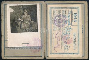1943 Bp., Rákóczi út 51., jegyirodai jegyváltásra jogosító igazolvány, fényképes, kissé viseltes áll...