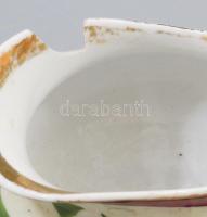 5 darabos szecessziós porcelán tétel, kanna, kiöntő, kanalak, közte sérüléssel, m:19 cm alatt
