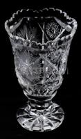 Ólomkristály talpas váza, hibátlan, m: 18,5 cm
