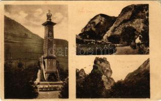 Zalatna, Zlatna; Preszákai emlékoszlop, Fenesi Kecskekő, Tyeja Cseben / Piatra caprei, Teiu din Cibu / monument, rock (kopott sarkak / worn corners)