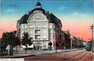 1915 Temesvár, Timisoara; Hungária fürdő, villamos / spa, bath, tram (kis szakadás / small tear)