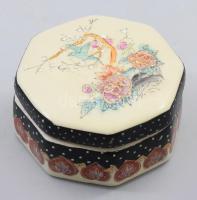 Kínai fedeles ékszertartó edény, jelzés nélkül, d: 7,5 cm