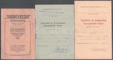 cca 1930 ,,Takarékosság" Nyíregyháza általános szabályait ismertető füzet + cca 1950 Vásárlási és értékesítési visszatérítési könyv, 2 db, kitöltetlen
