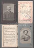 1908 Cs. kir. szab. Kassa-Oderbergi Vasút féljegy váltására jogosító fényképes igazolvány Korbacska István kir. vasgyári hivatalnok részére + 1912 M. Kir. Államvasutak (MÁV) igazolvány a személyazonosság igazolására és személyzeti jegy váltására Korbacska Istvánné részére