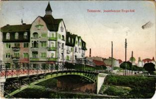 Temesvár, Timisoara; Józsefvárosi Béga híd, villamos, gyógyszertár / Iosefin, Bega river bridge with tram, pharmacy (EM)