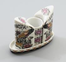Kosova porcelán asztali só és bors tartó, matricás, jelzett, hibátlan 13x9 cm