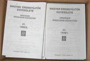 41db MÉE Értesítő kiadványa és magyar numizmatikai cégek árverési katalógusai