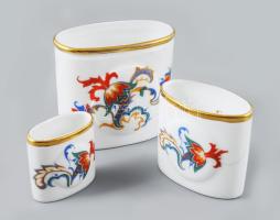 3 db Epiag royal asztali kínáló, matricás, jelzett, a középső repedt. Legnagyobb 8x8 cm