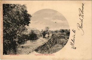 1900 Temesvár, Timisoara; Gyárvárosi Béga részlet, fürdőzők. Polatsek-féle könyvkereskedés kiadása / Bega riverside, bathers (r)