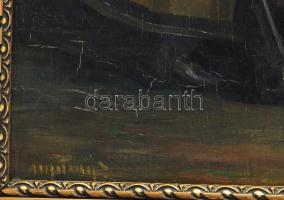 Olvashatatlan (Nyilasy S?) jelzéssel: Szerelmesek. Olaj, fa. Dekoratív, kissé sérült fakeretben 50x4...