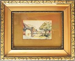 Jelzés nélkül: Budapest, régi Tabán, Hullám utca. Vegyes technika, vászon. Dekoratív, üvegezett, kis...