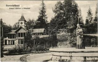 Borszék, Borsec; Fő tér a főkúttal / spa, main square, fountain (EK)