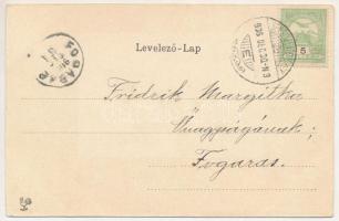 1906 Sepsiszentgyörgy, Sfantu Gheorghe; Olt híd. Szecessziós litho keret / Olt river bridge. Art Nou...