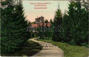 1909 Borszék, Borsec; részlet a hármas ligetből az Emmaus villával. Divald Károly műintézete 1936-1908. / villa (EK)