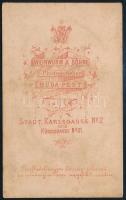 cca 1875-1880 Elegáns öltözetű kisfiú sétapálcával és kalappal, vizitkártya Weinwurm és Fiai budapes...